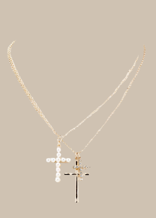 Grace's Layered Cross Necklace in Gold