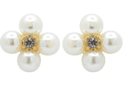 A Field of Flowers in Pearl Post Back Earrings