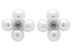 A Field of Flowers in Pearl Post Back Earrings