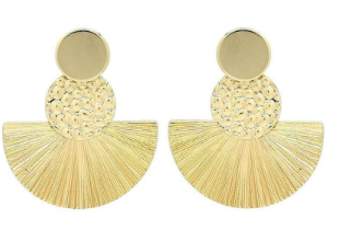 Art Deco Fan Style Tassel Post Back Earrings