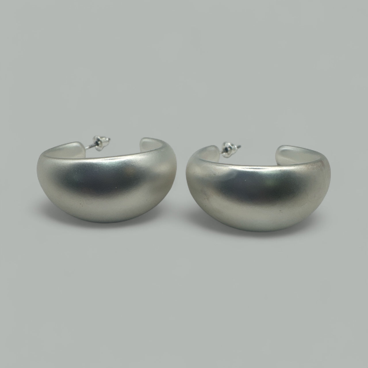 Monica Chunky Open Back Hoop in Matte Silver 40MM