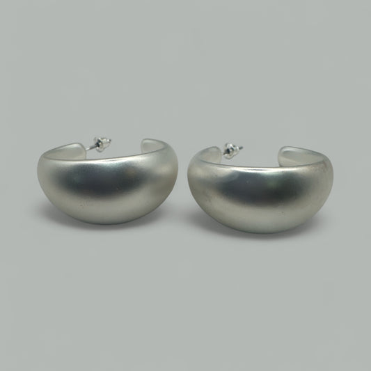 Monica Chunky Open Back Hoop in Matte Silver 40MM