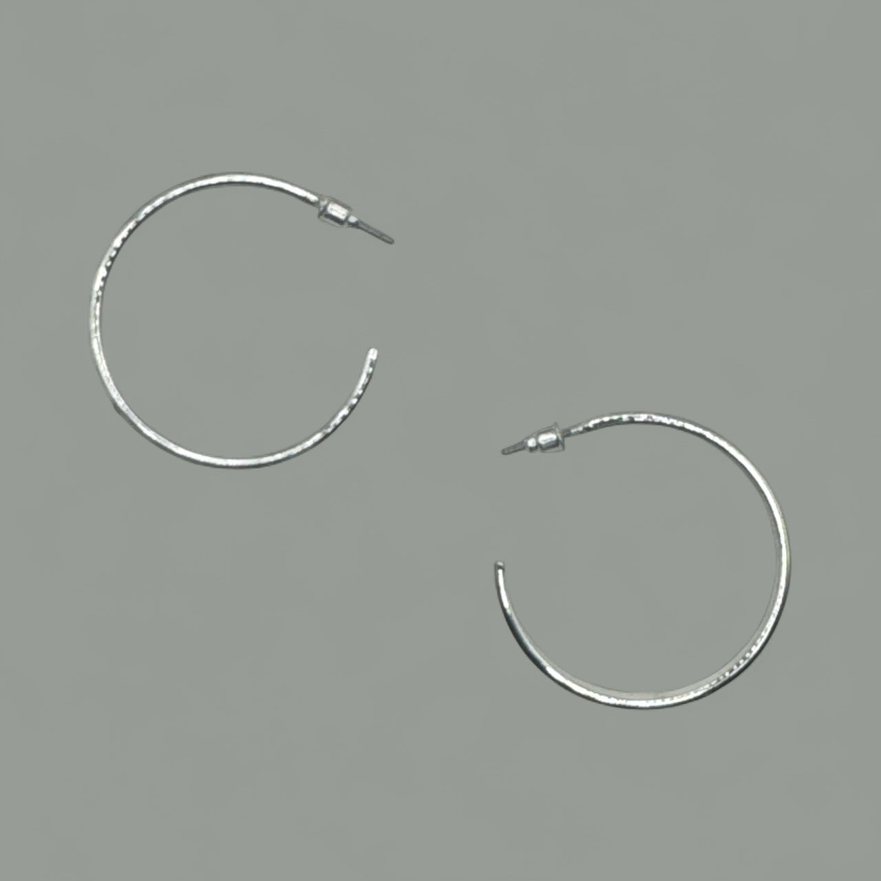 Angels Rhinestone 40MM Shiny Silver Open Back Hoop