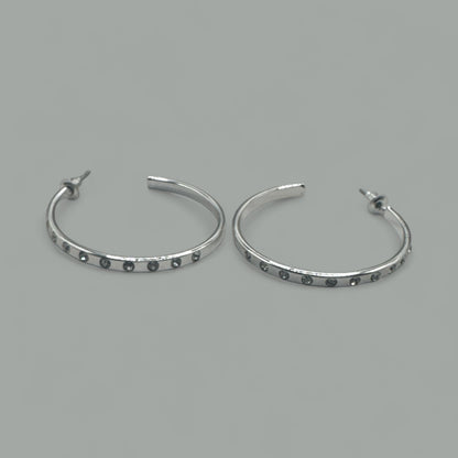 Angels Rhinestone 40MM Shiny Silver Open Back Hoop