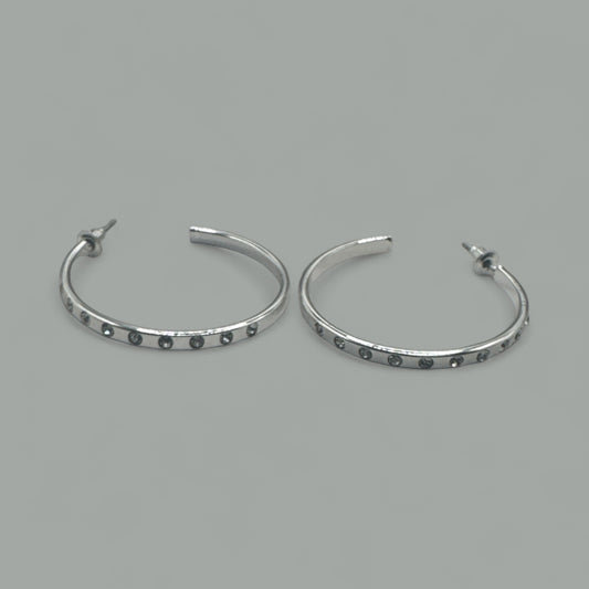 Angels Rhinestone 40MM Shiny Silver Open Back Hoop