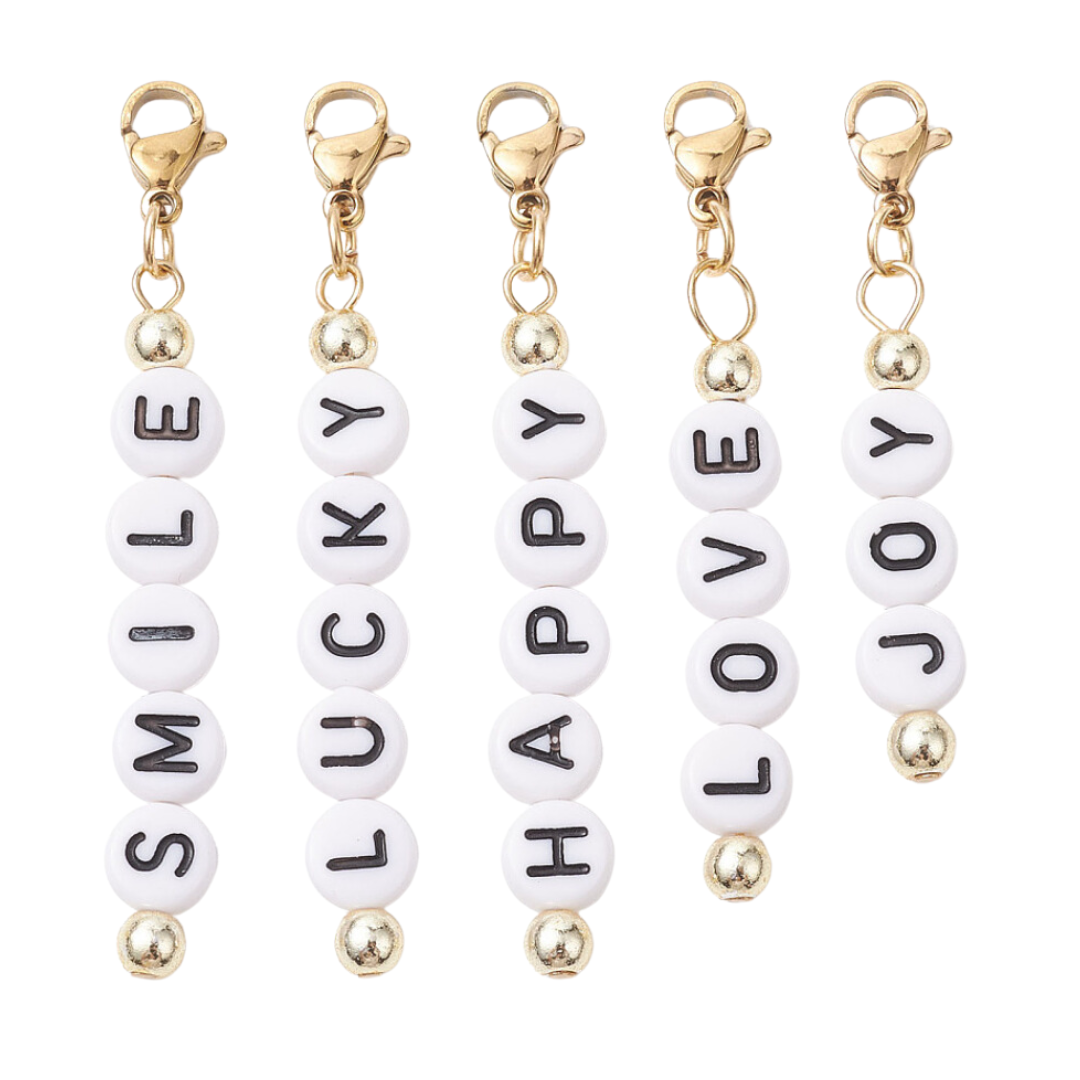 Positive Phrase Bag Charms with Lobster Clasp