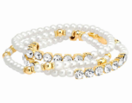 Dripping with Elegance Pearl and Crystal Trio Stretch Bracelet Stack