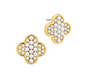 Amanda Pearl Pave Cluster Clover Post Back Earrings