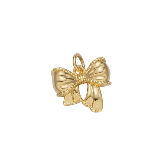 Textured Bow Charm 24K Gold Filled