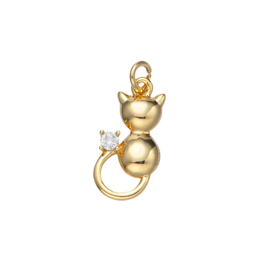 Mini CZ Kitten Charm in Gold