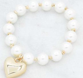 *PREORDER* Phoebe Puffy Heart and Pearls Stretch Bracelet