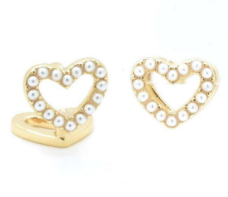 Hyacinth's Pearl Heart Huggie Earrings