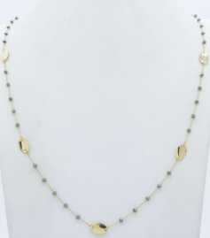 Lorie's Long Glass Bead and Gold Disc Chain Necklace