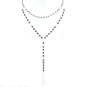 Evie's Layered Y Necklace with Glass Beads and Gold Accented Dangle
