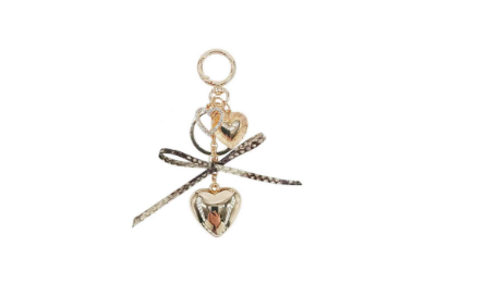 *PREORDER* Leopard Leather Bow Heart Bag Charm in Gold