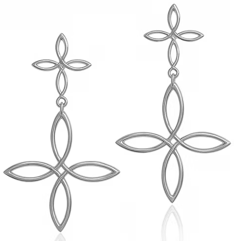 Cecille's Celtic Cross Post Back Dangle Earrings