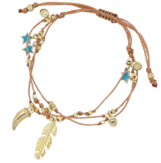 Nature Zen Leaf, Star, Horn Thread Bracelet