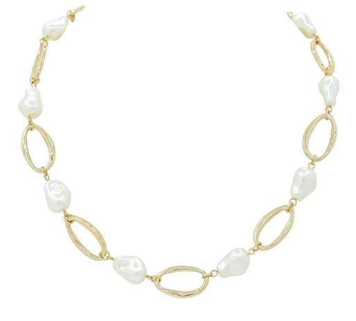 *PREORDER* Oval Link with Natural Pearl Accent Short Necklace
