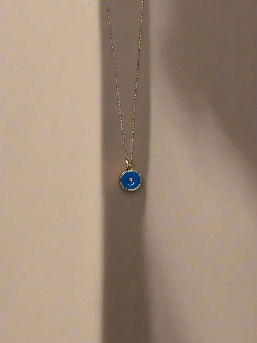 Blue Enamel Circle Charm