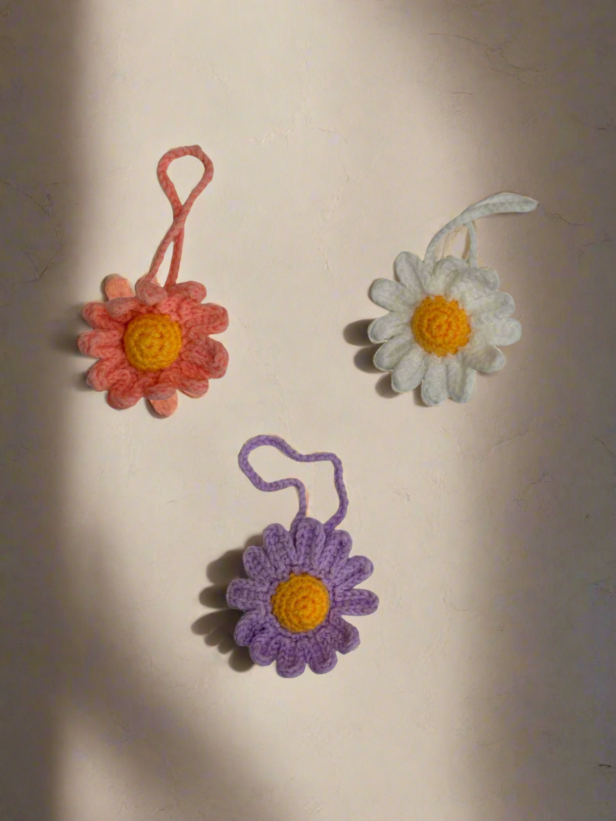 Large Crocheted Flower Bag Charm