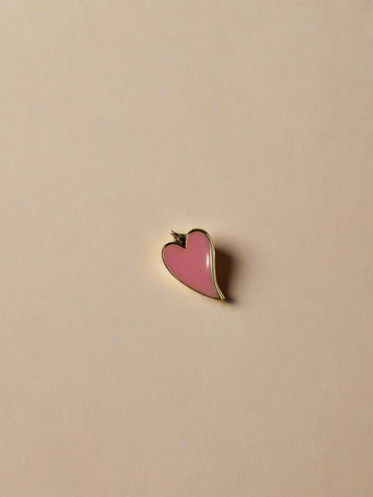 Pink Elongated Enamel Heart Charm