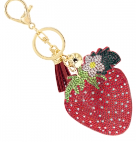 Strawberry Rhinestone Cushion Bag Charm